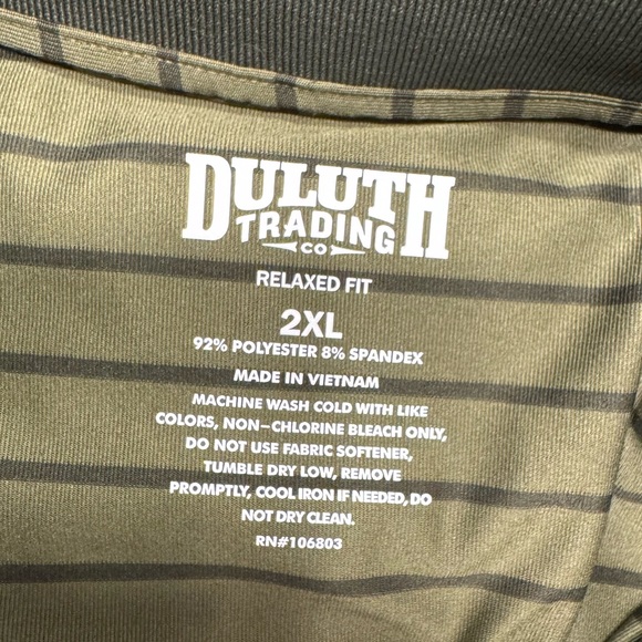 DULUTH Trading Co Men's 2XL Green Striped Short Sleeve Shirt - Picture 4 of 5